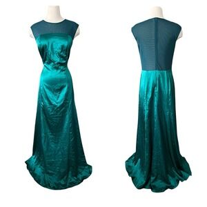 Beautifly Teal Green Satin Formal Dress Gown NWT Size 10 MOB Cocktail Party